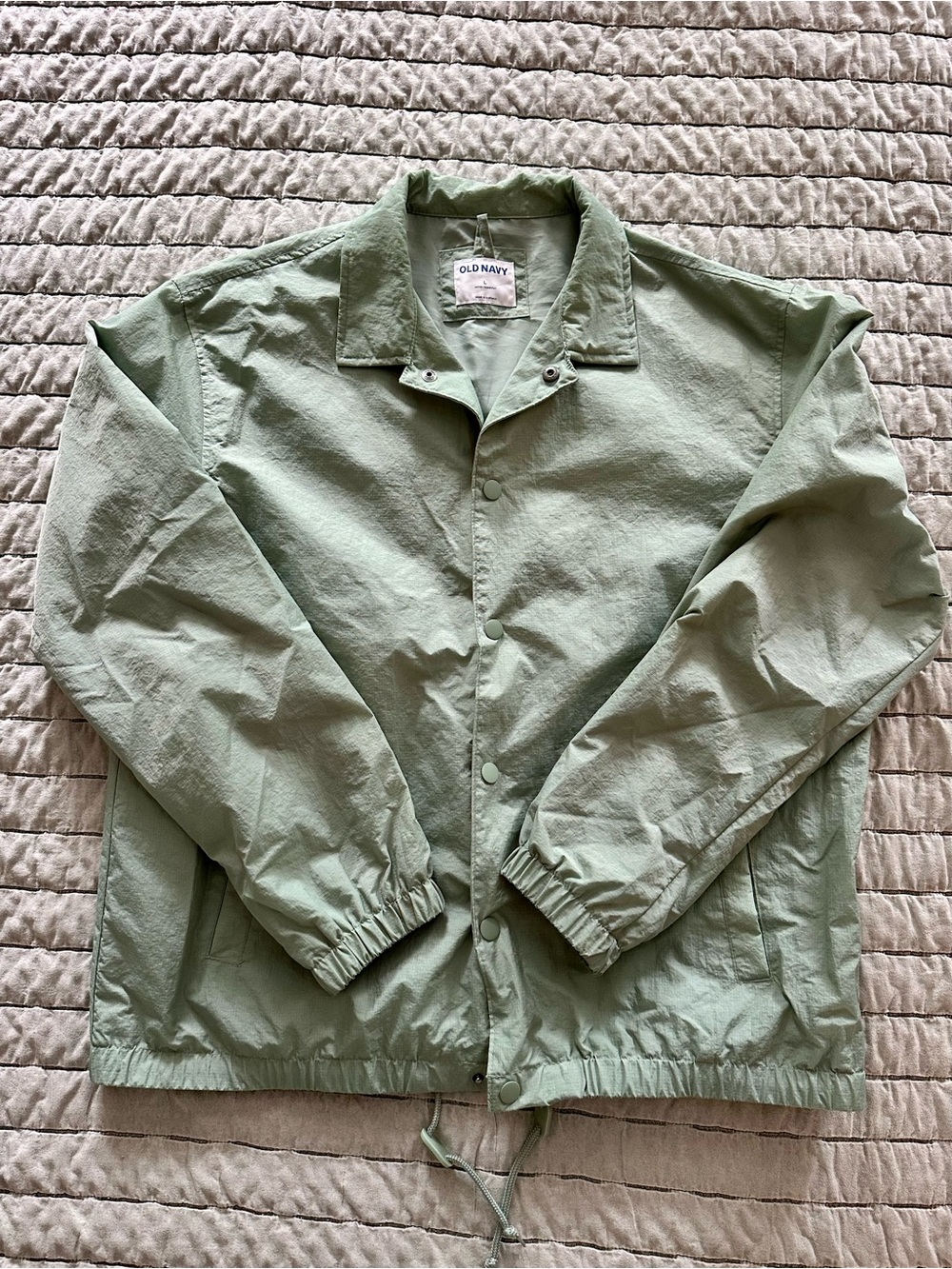 Old Navy Men's Sage Green Coach Jacket - Size Large / Weather Proof